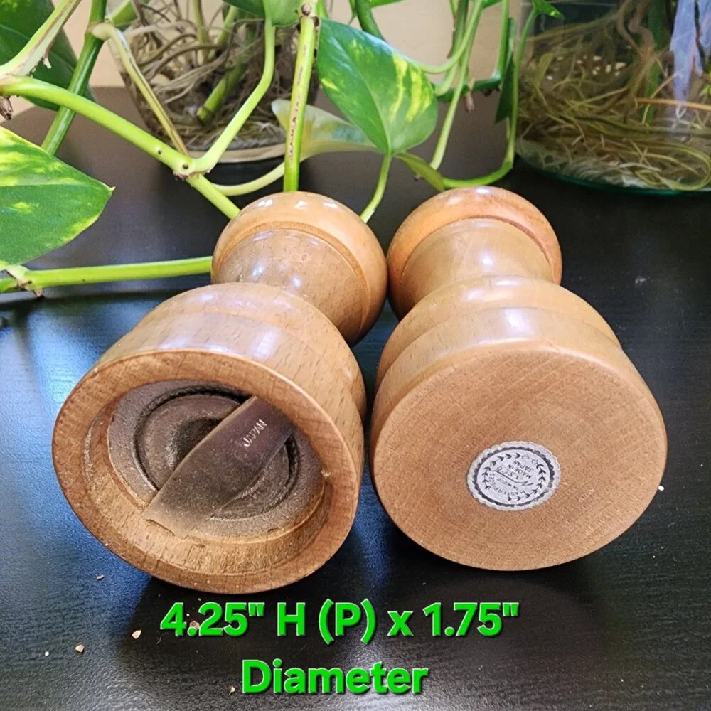 Vintage NASCO MCM Traditional Shape Wooden Salt Shaker and Pepper Mill Grinder